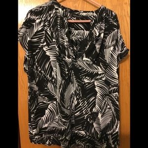 Banana Republic Black and White Palm Print Blouse